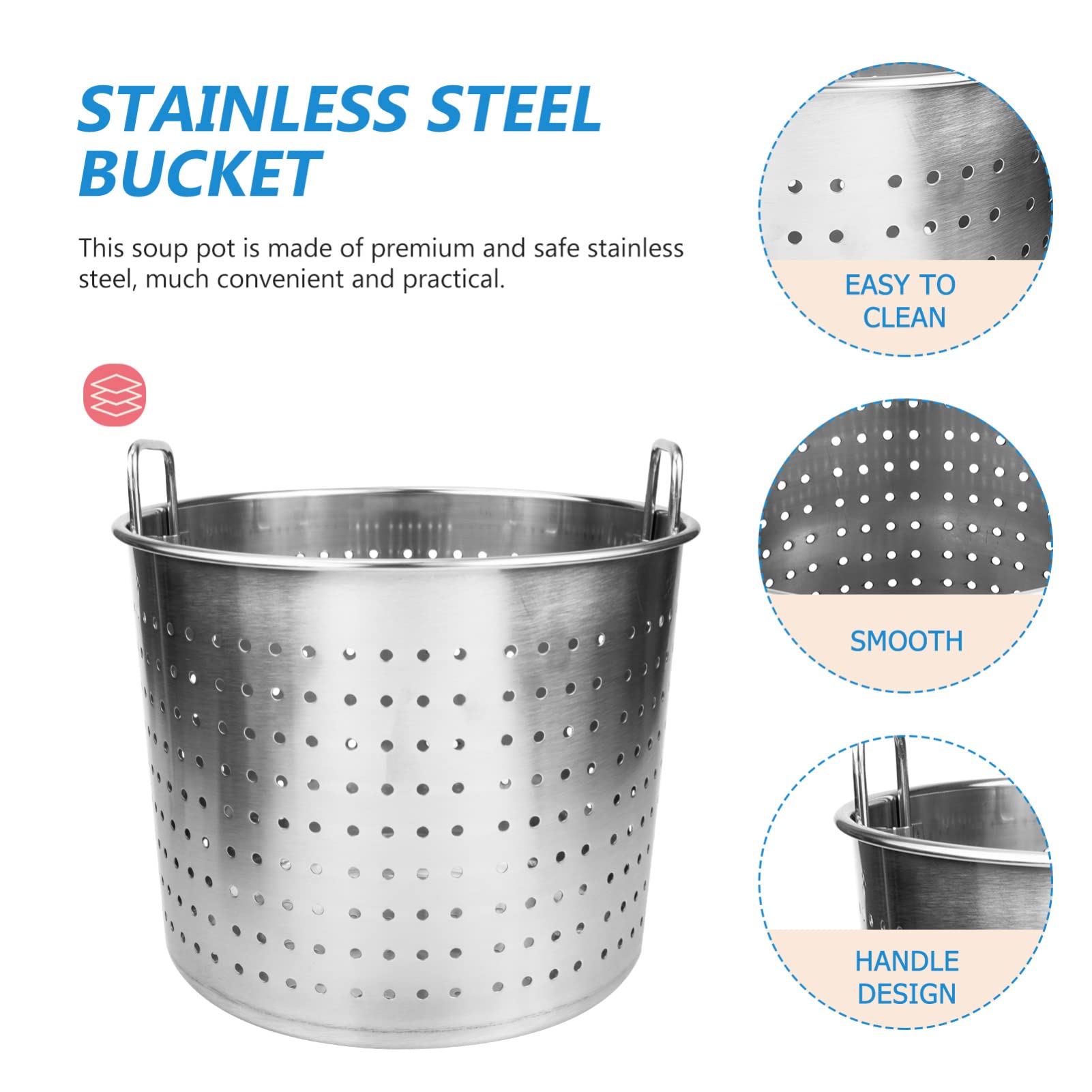 Hemoton Stock Pot Strainer Basket Insert Seafood Boil Pot Crawfish Crab Steamer Pot Stainless Steel Pasta Cooker for Home Restaurant Kitchen