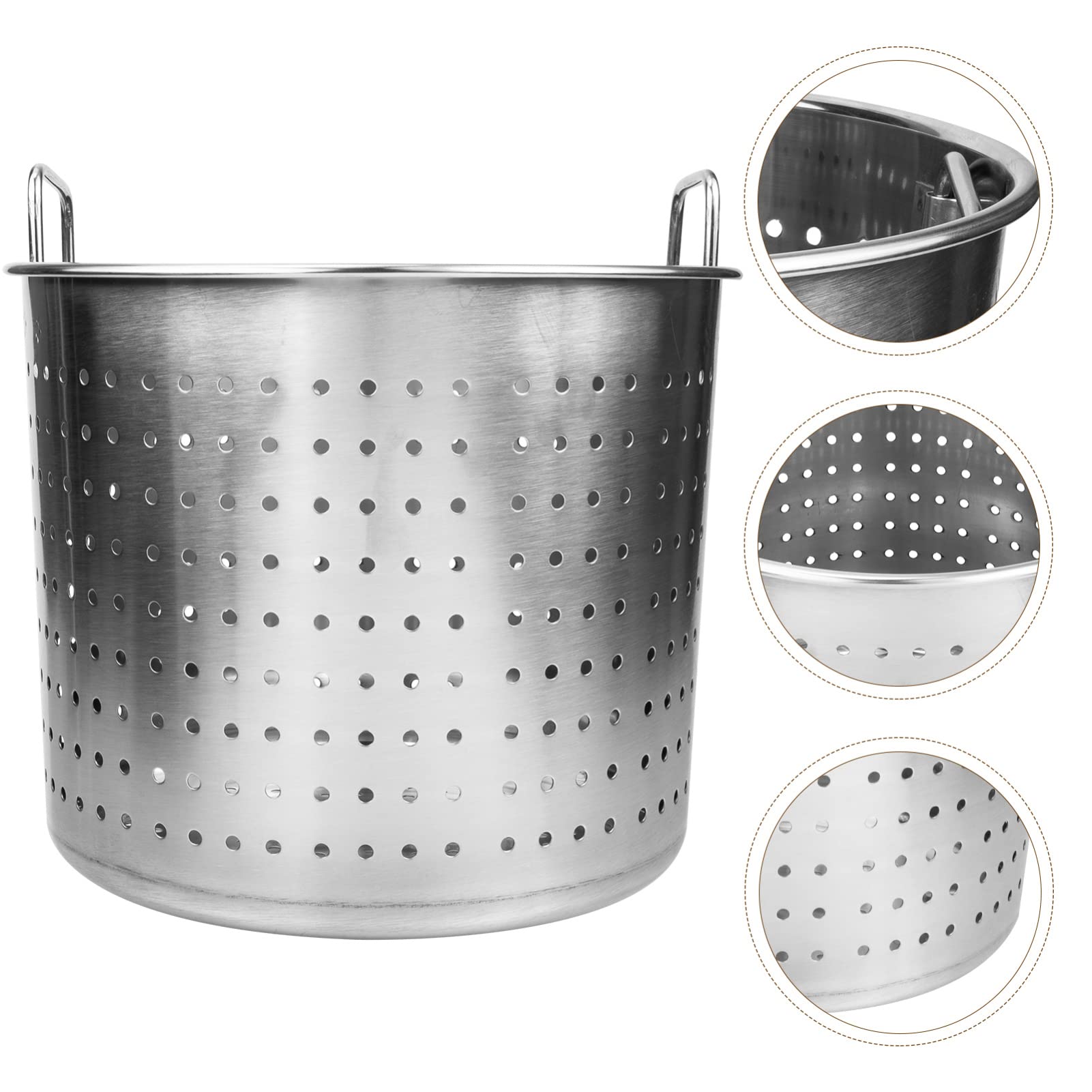 Hemoton Stock Pot Strainer Basket Insert Seafood Boil Pot Crawfish Crab Steamer Pot Stainless Steel Pasta Cooker for Home Restaurant Kitchen