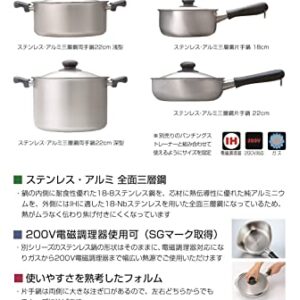 Sori Yanagi 22cm saucepan brushed stainless steel and aluminum layer 3 (Japan Import)