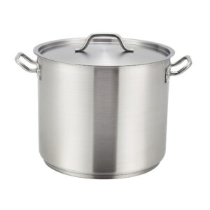 winco sst-8, 8-quart 6.75-inch high 9.5-inch diameter stainless steel stock pot with cover, master cook with 5 millimeter thick aluminum core