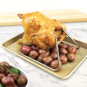 Tovolo, Stainless Steel Poultry Grill Chicken & Duck, Non-Stick Roasting Rack for Indoor & Outdoor Cooking Accessory, 1 EA