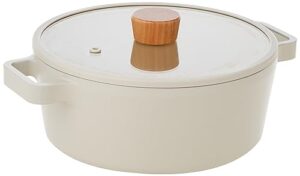 neoflam fika stock pot for stovetops and induction | wood handle and glass lid | made in korea (8.5" / 2.7 qt)