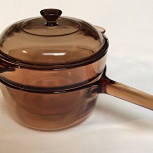 Corning Visions Vision Ware Amber 3 Piece Double Boiler Sauce Pan w/ Lid