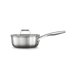 calphalon premier stainless steel 2.5-quart saucepan with cover, silver