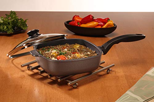 Swiss Diamond 8"x8" 2.1Qt Square Saute Pan HD Nonstick Diamond Coated Aluminum Square Saute Pan Includes Lid Dishwasher/Oven Safe