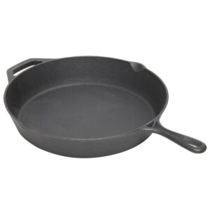 home basics 12" cast iron skillet (black) frying pan for pancakes, meat, and fish | large skillet for stovetop and campfire | nonstick with pour spouts