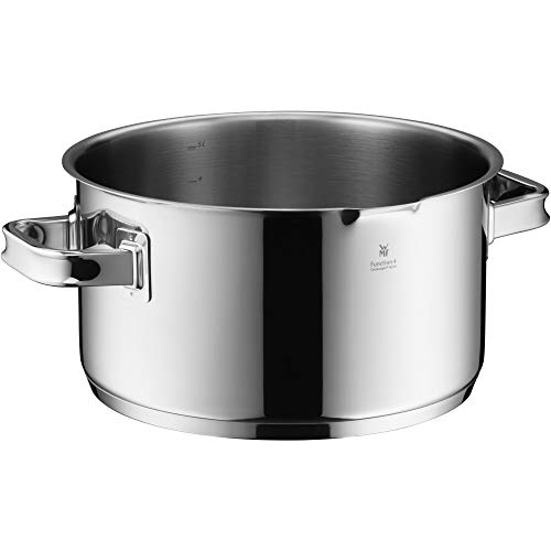 WMF cookware Ø 24 cm approx. 5,7l Function 4 Inside scaling lid - pour off or decant liquids without spilling to keep your dishes and cooker clean. Made in Germany hollow side handles glass lid