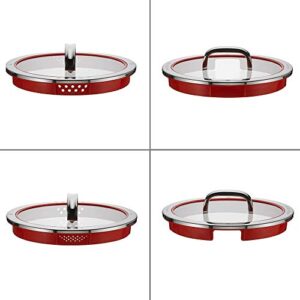 WMF cookware Ø 24 cm approx. 5,7l Function 4 Inside scaling lid - pour off or decant liquids without spilling to keep your dishes and cooker clean. Made in Germany hollow side handles glass lid