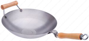 16 inches carbon steel wok with helper handle (round bottom), 14 gauge thickness, usa made