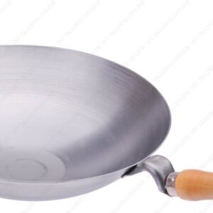 16 Inches Carbon Steel Wok with Helper Handle (Round Bottom), 14 Gauge Thickness, USA Made