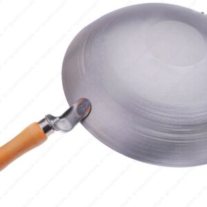 16 Inches Carbon Steel Wok with Helper Handle (Round Bottom), 14 Gauge Thickness, USA Made