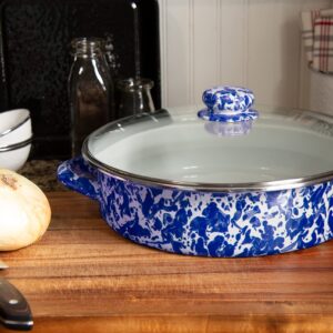 Golden Rabbit Enamelware - Cobalt Swirl Pattern - 5qt Saute Pan