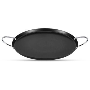 alpine cuisine nonstick round paella pan, 13-inch, black carbon steel, oven safe, non-magnetic