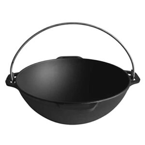 Kazan Mangal Uzbek 12 L Cast Iron Pot Plov Pilaf Making Cookware Insulated Double Handle Dish Heavy Duty Oven with Lid Frying Dutch Pan