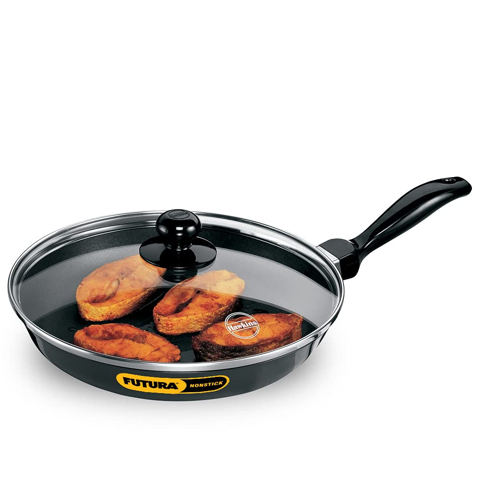 Hawkins Futura Non-Stick Frying Pan With Glass Lid, 26cm Black