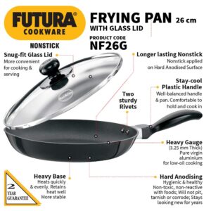 Hawkins Futura Non-Stick Frying Pan With Glass Lid, 26cm Black