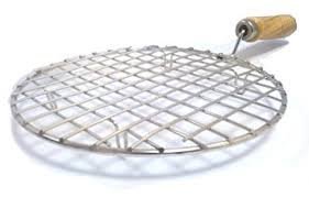 Stainless Steel Round Wire Roaster Rack/Papad Jali/Roti Grill Round Shape with Wooden Handle