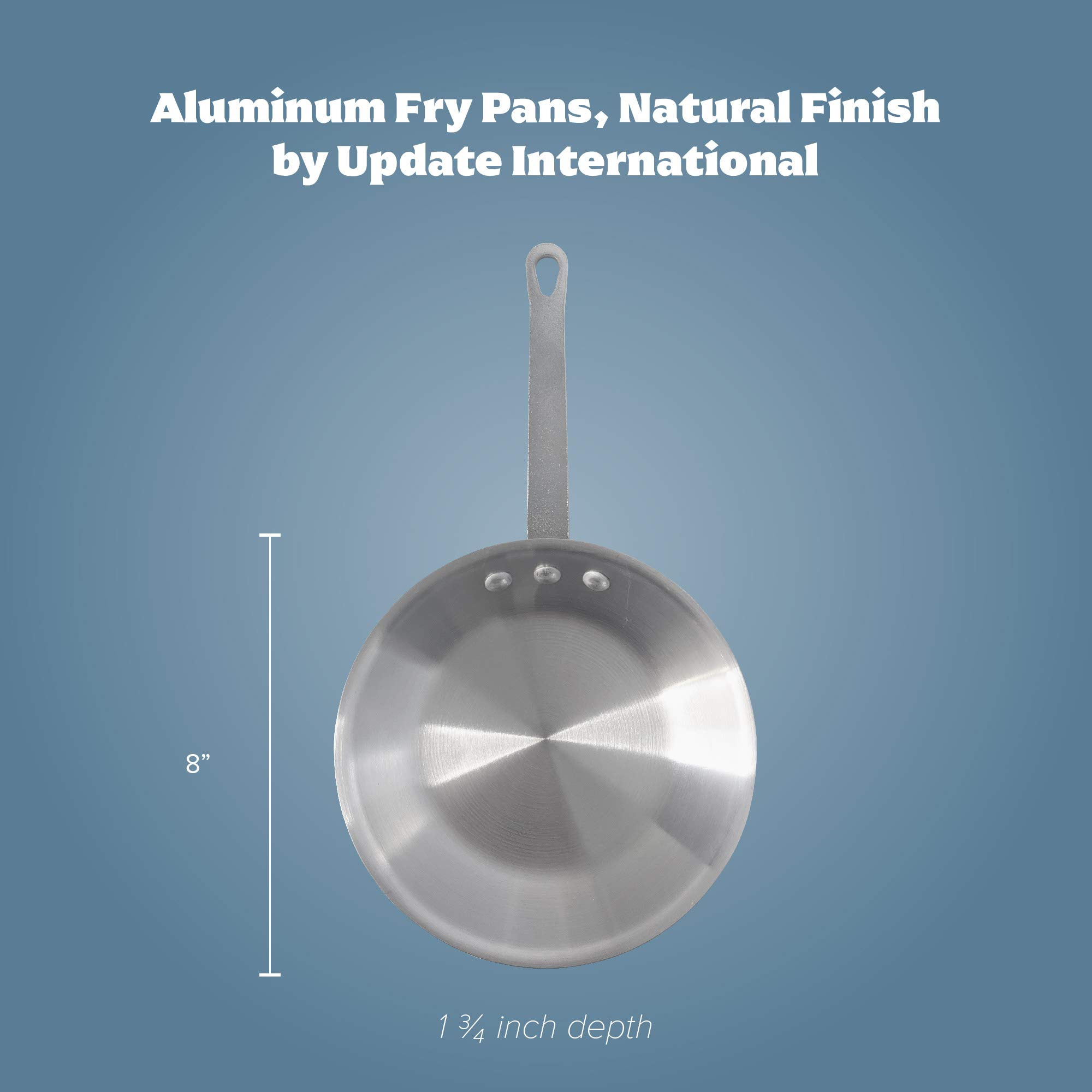 8 Inch Natural Finish Aluminum Frying Pan, Fry Pan, Commercial Grade - NSF Certified