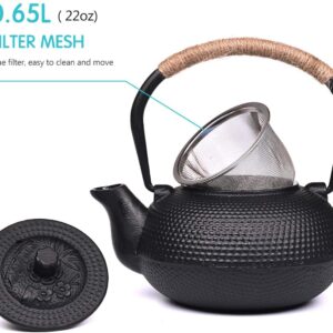 Cast Iron Mat with Rubber Pegs/Feet for Japanese Tea Kettle Cast Iron Teapot Black Trivet 5.3in