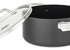 Viking Culinary Hard Anodized Nonstick Soup Pot, 4 Quart, Includes Glass Lid, Dishwasher, Oven Safe, Works on All Cooktops including Induction