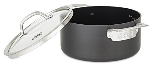 Viking Culinary Hard Anodized Nonstick Soup Pot, 4 Quart, Includes Glass Lid, Dishwasher, Oven Safe, Works on All Cooktops including Induction