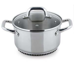 turbo pot® freshair™ rapid boil stainless steel 3.5 qt. casserole pot/dutch oven, time-and-energy saving cookware for gas stove