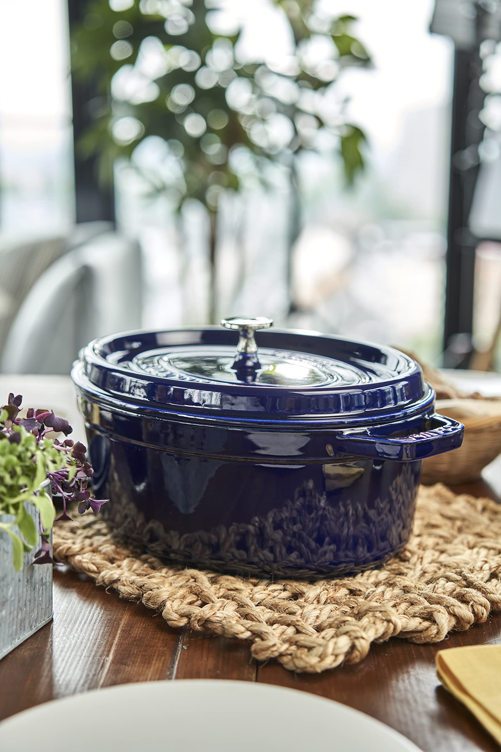 Staub Cast Iron 7-qt Oval Cocotte - Dark Blue, Made in France