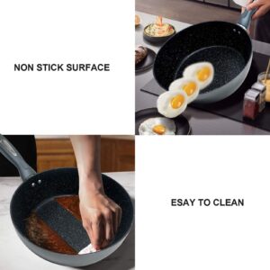 Nonstick Deep Frying Pan Saute Pan with Lid and Ergonomic Handle Skillet Omelet Fry Pan Nonstick Cookware Maifan Stone Pan 9.5Inch 3Qt