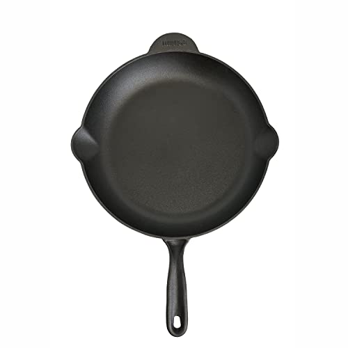 IMUSA USA 12" Cast Iron Skillet with Helper Handle for Indoor & Outdoor