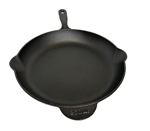 IMUSA USA 12" Cast Iron Skillet with Helper Handle for Indoor & Outdoor