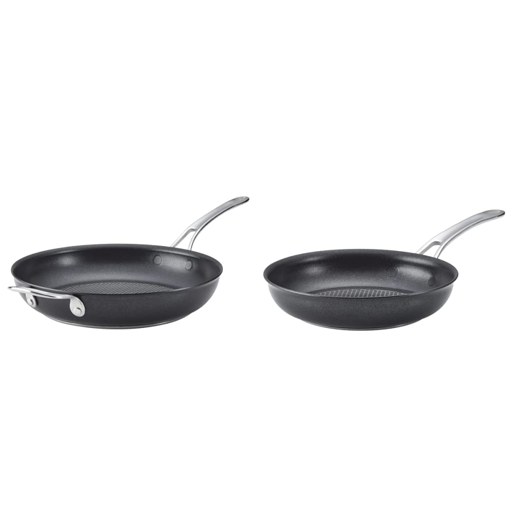 Anolon X Hybrid Nonstick Skillet Set, 12 Inch & 8.25 Inch, Dark Gray