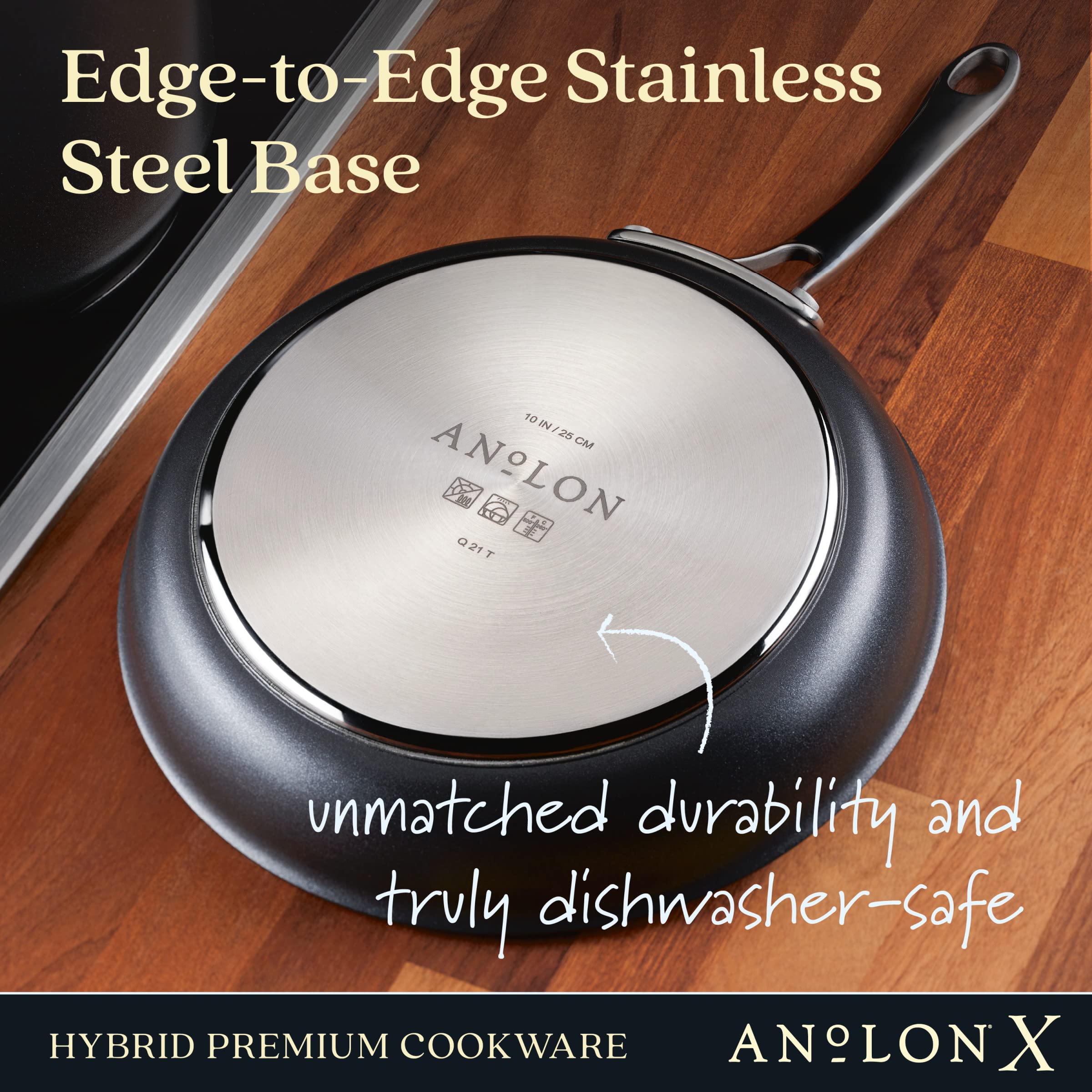 Anolon X Hybrid Nonstick Skillet Set, 12 Inch & 8.25 Inch, Dark Gray