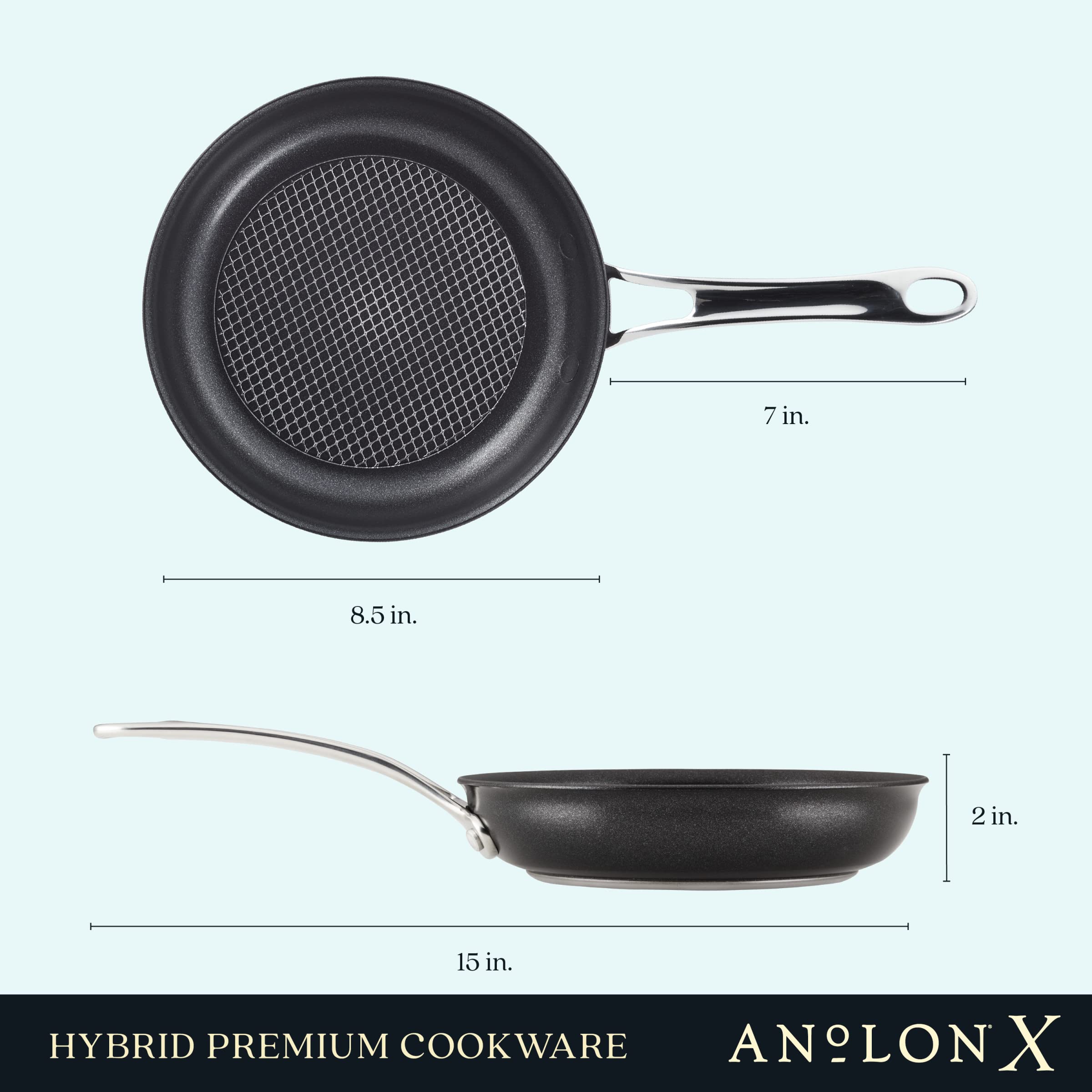 Anolon X Hybrid Nonstick Skillet Set, 12 Inch & 8.25 Inch, Dark Gray