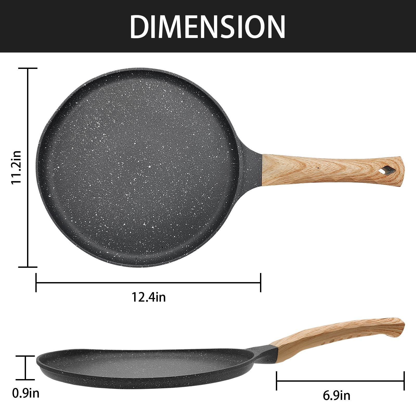 JUSTUP 11 Inch Nonstick Skillet Pan, Aluminum, Electric Stovetop Compatible, Suitable for Pancakes, Tortillas, Omelette, Egg Pan