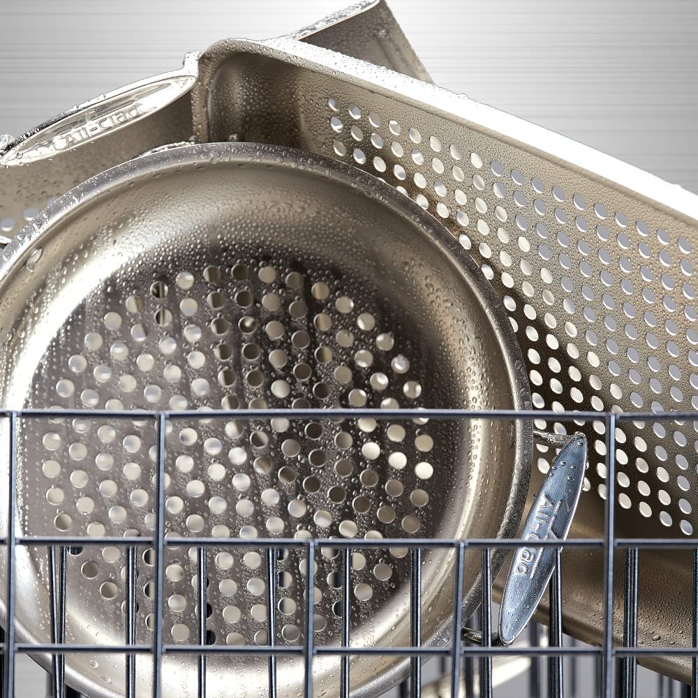 All-Clad Outdoor Stainless Steel Round Basket 11 Inch Oven Broiler Safe 600F Pots and Pans, Cookware Silver