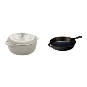 lodge 6 quart enameled cast iron dutch oven with lid + lodge 10.25 inch cast iron pre-seasoned skillet