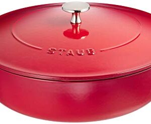 Staub Braiser 40506-544 Blazer Saute Pan, Cherry, 10.2 inches (26 cm), Large, Double-Handed, Casted, Enameled Pot, Sukiyaki, Induction Compatible