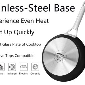 MSMK 7 Inch Pan With Lid and 10 Inch Pan With Lid, PFOA Free Non-Toxic and Oven Safe to 700℉ Induction Cookware, Compatible for All Stove Tops