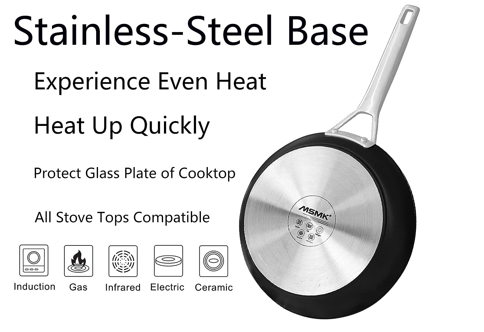 MSMK 7 Inch Pan With Lid and 10 Inch Pan With Lid, PFOA Free Non-Toxic and Oven Safe to 700℉ Induction Cookware, Compatible for All Stove Tops