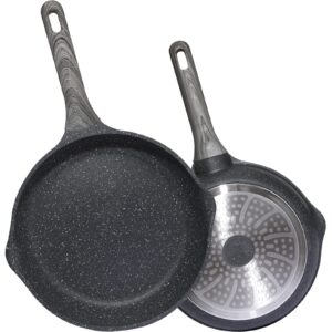 kolex nonstick frying pan set, 9.5" and 11" granite frying pan skillet set, non stick frying pans with stay cool handle, pfoa free, induction competiable (black granite)
