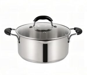 qstar 5.01 qt stainless steel aluminum nonstick stock pot with glass lid and stay cool handle