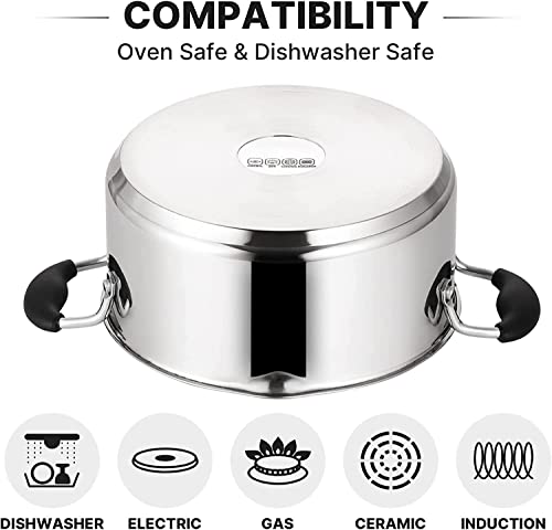 QStar 5.01 qt Stainless Steel Aluminum Nonstick Stock Pot with Glass Lid and Stay Cool Handle