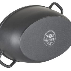 Viking Culinary 3-in-1 8.6 Qt Die Cast Oval Roaster with Glass Basting Lid, Gray