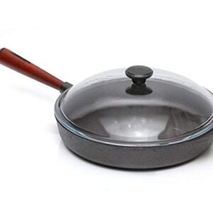 SKEPPSHULT Frying Pan with Wooden Handle and Glass Lid 28 Cm Black