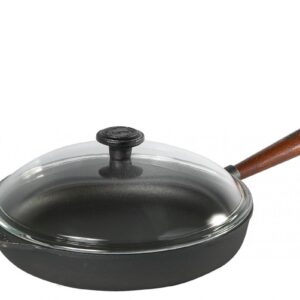 SKEPPSHULT Frying Pan with Wooden Handle and Glass Lid 28 Cm Black