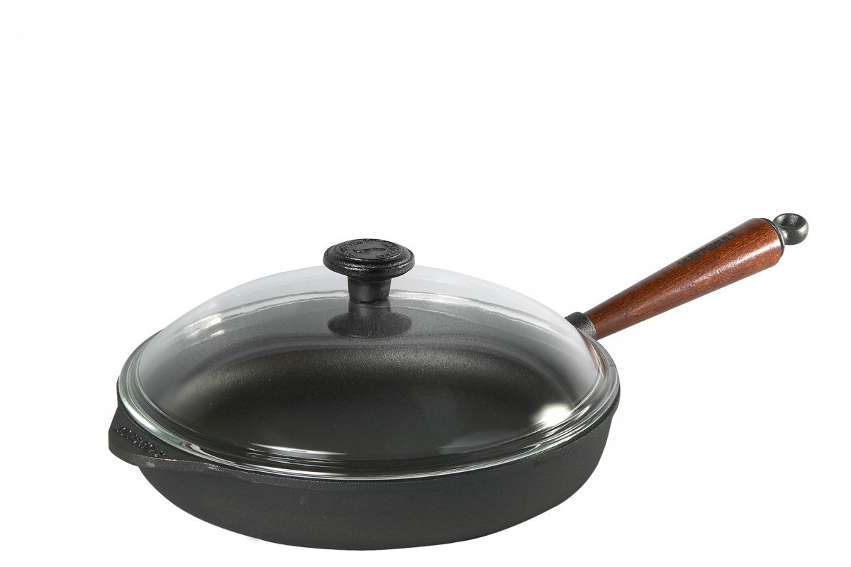 SKEPPSHULT Frying Pan with Wooden Handle and Glass Lid 28 Cm Black