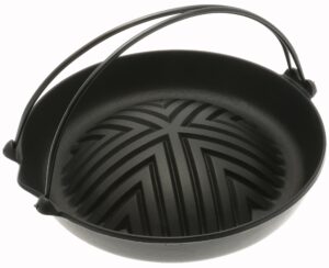 iwachu cast iron genghis khan grill pan, black