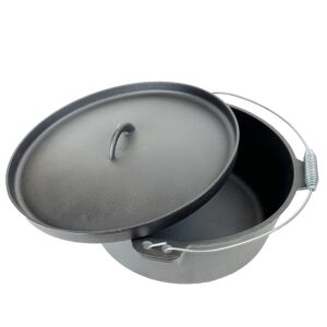 Cuisiland Seasoned 12 Quart DIA 14IN Cast Iron Dutch Oven lip lid