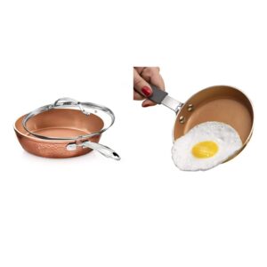 gotham steel 12” nonstick fry pan & oven safe & hammered copper collection – mini 5.5” egg pan, premier nonstick aluminum cookware with rubber grip handle, dishwasher & oven safe up to 500° f