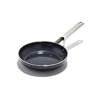 oxo agility series 8" frying pan skillet, pfas-free nonstick lightweight aluminum, induction base, quick even heating, stainless steel handles, chip-free rims, dishwasher & oven safe, black